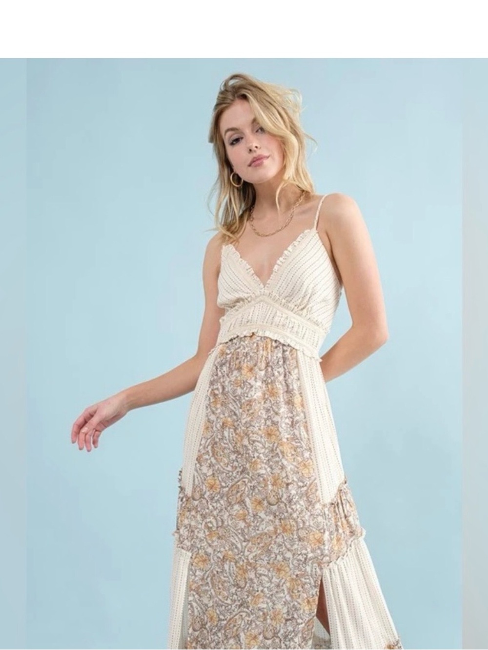 ILLA ILLA Cream Floral Crochet-Panel Maxi Dress - Picture 3 of 7